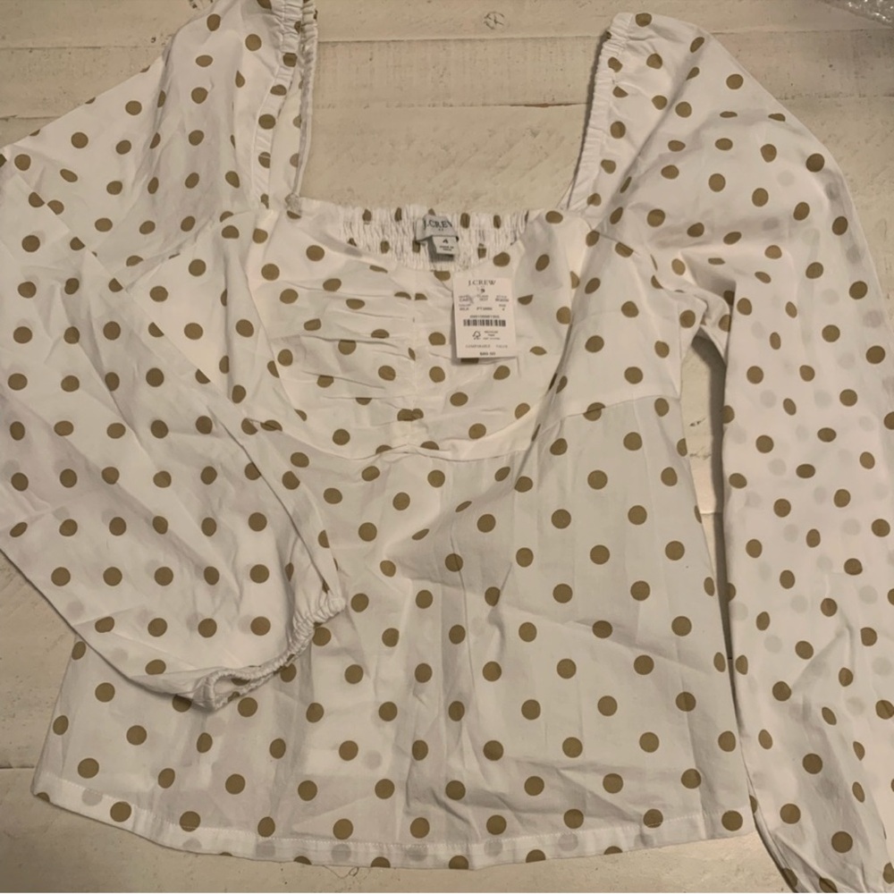 New J Crew Polka Dot Long Sleeve Top